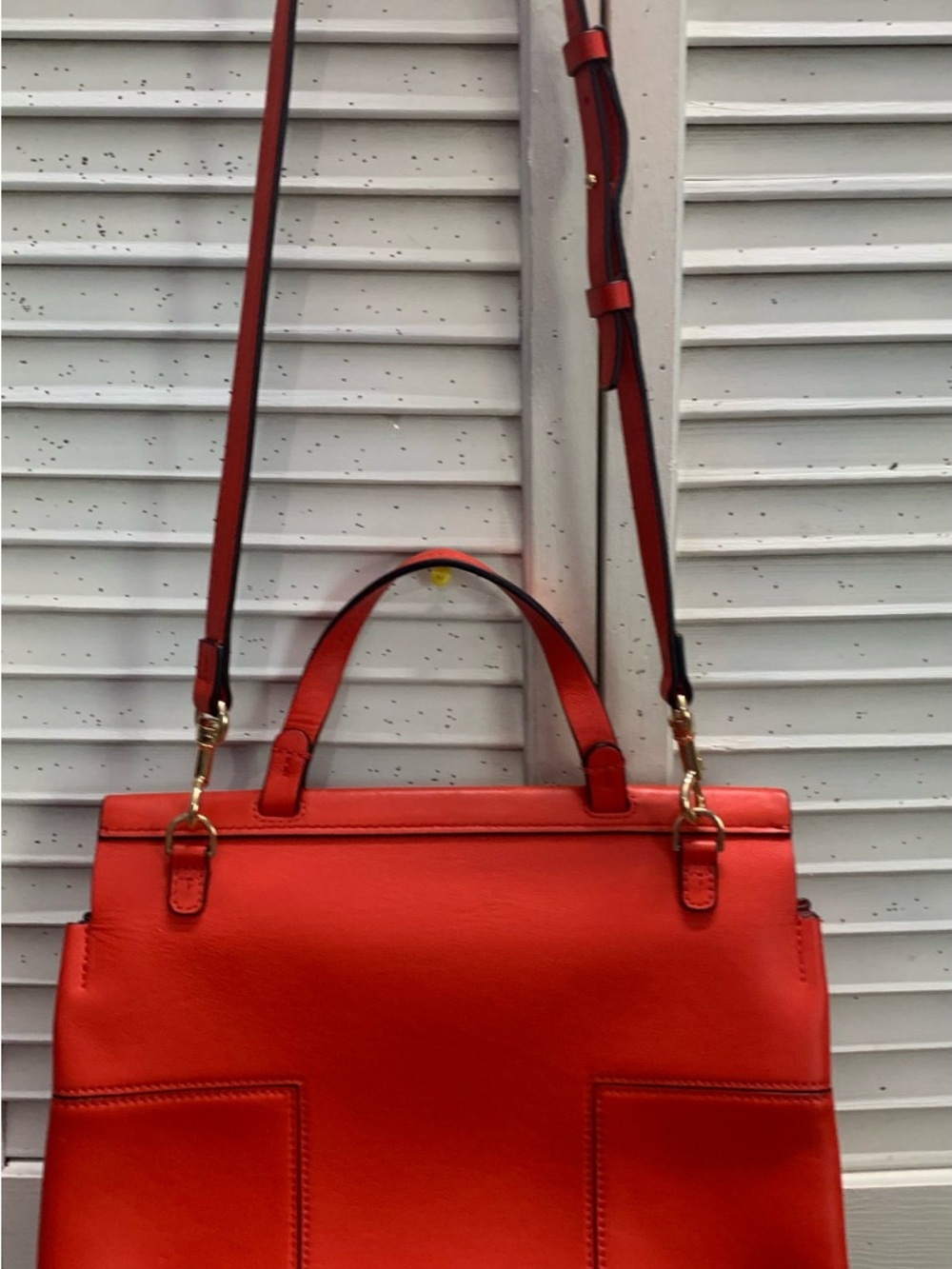 Tory Burch Block T Leather Satchel Crossbody Bag Vibrant Red - Picture 7 of 15